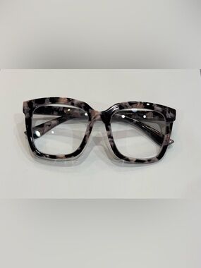 Peepers Stylish Tortoise Marbled Square Frame Reading Glasses - Black & Cream